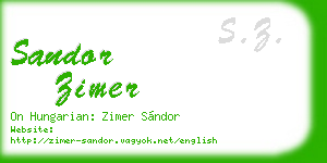 sandor zimer business card